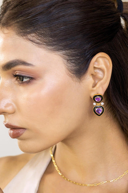 Zoie Amethyst Embellished Earrings 