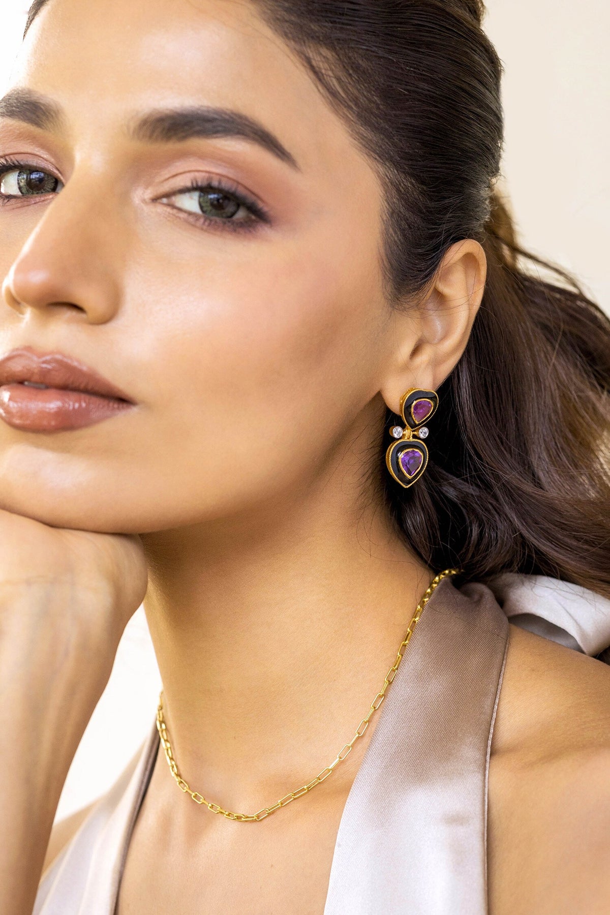 Zoie Amethyst Embellished Earrings 