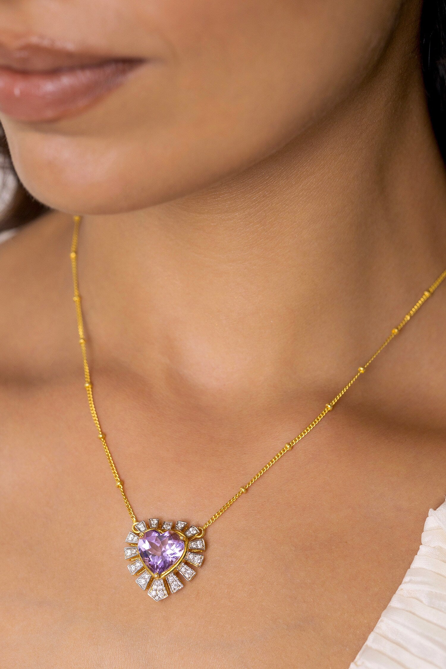 Radiance Heart Embellished Pendant Necklace 