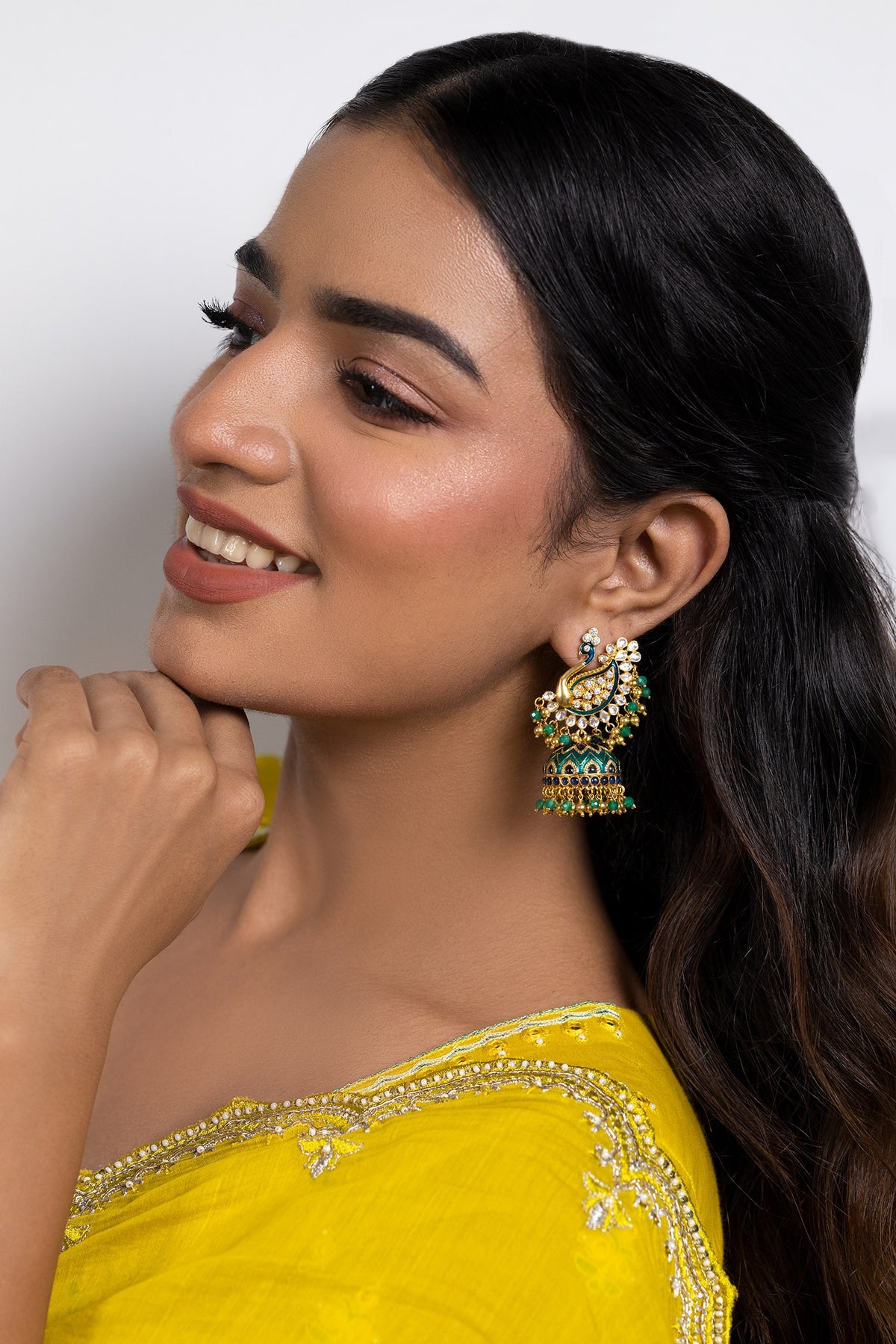 Peacock Embellished Jhumkas 