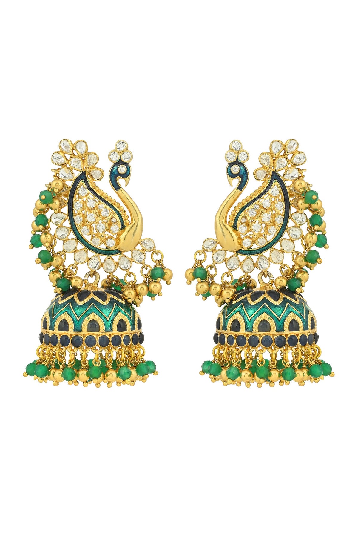 Peacock Embellished Jhumkas 