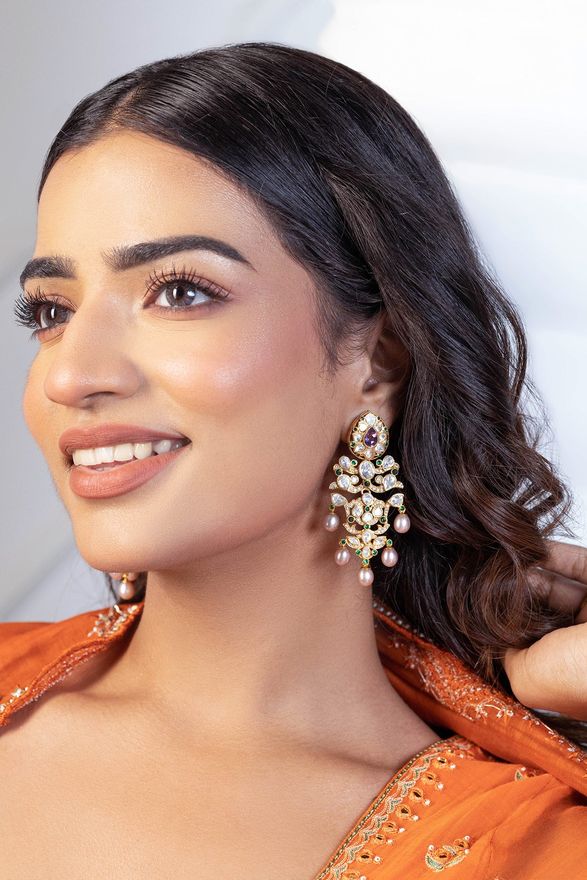 Moissanite & Nano Stone Embellished Earrings 