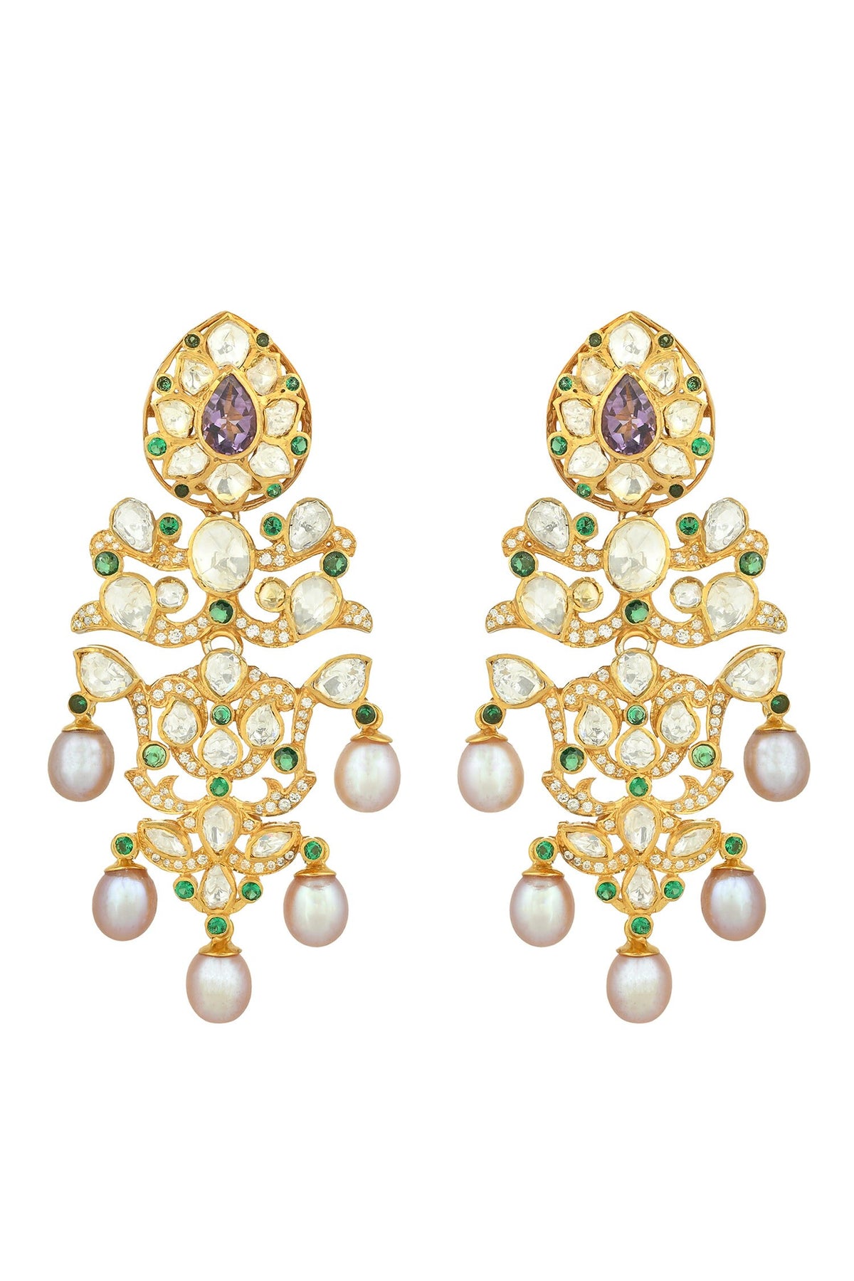 Moissanite & Nano Stone Embellished Earrings 