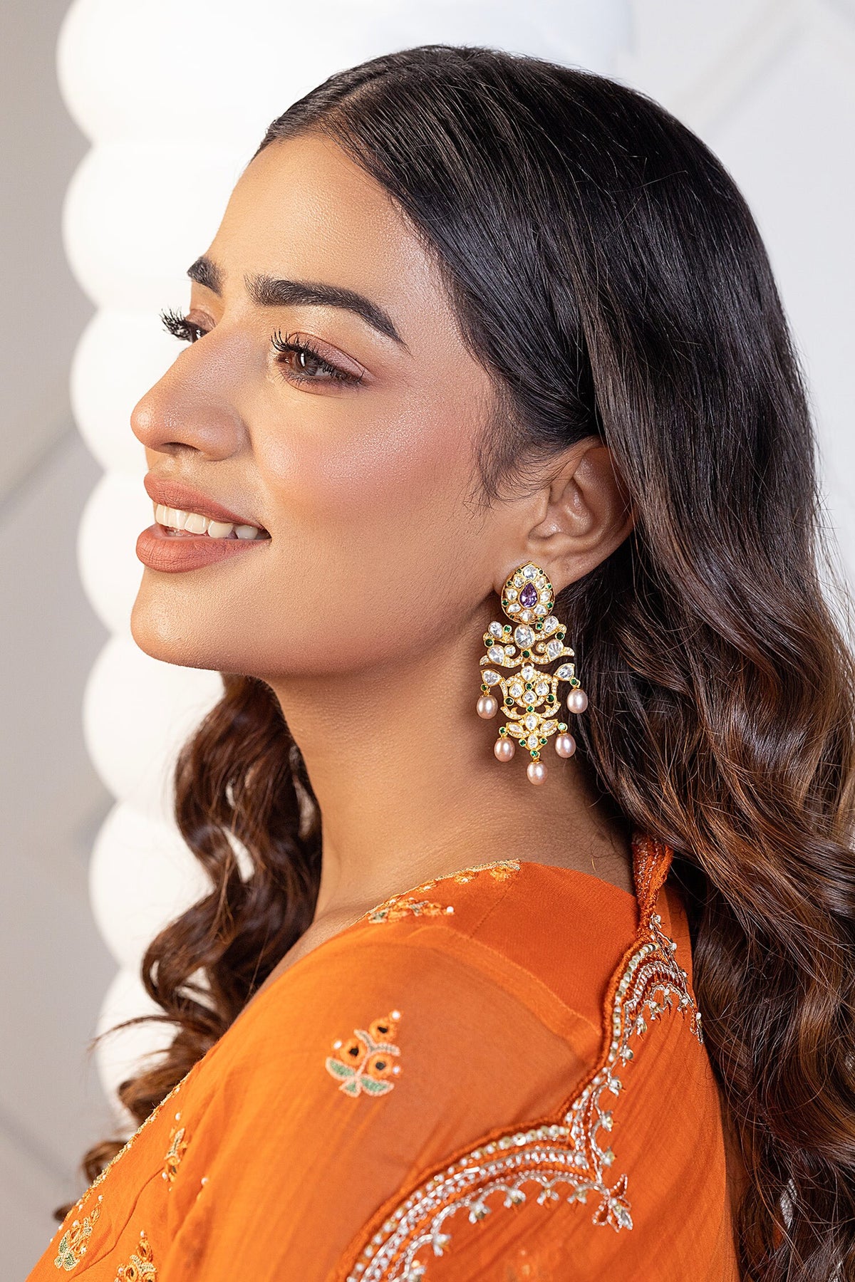 Moissanite & Nano Stone Embellished Earrings 