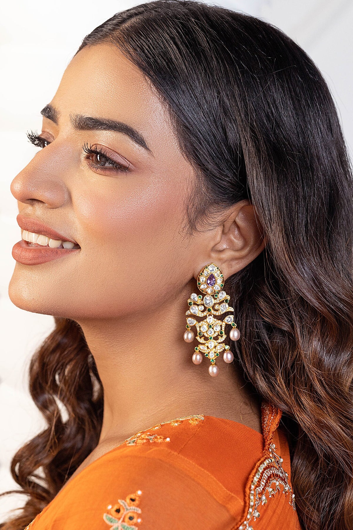 Moissanite & Nano Stone Embellished Earrings 