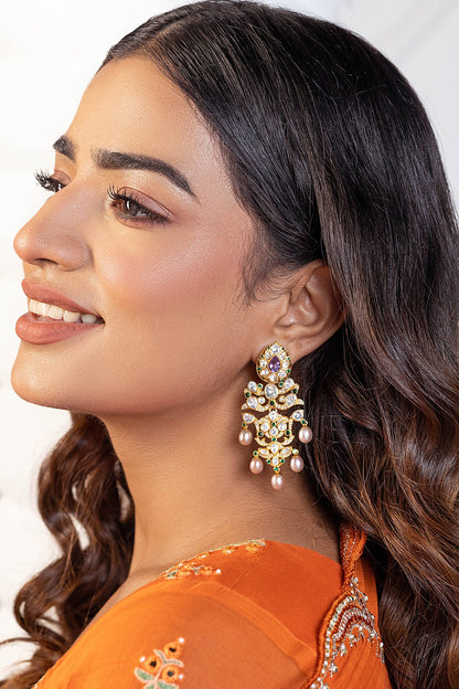 Moissanite & Nano Stone Embellished Earrings 