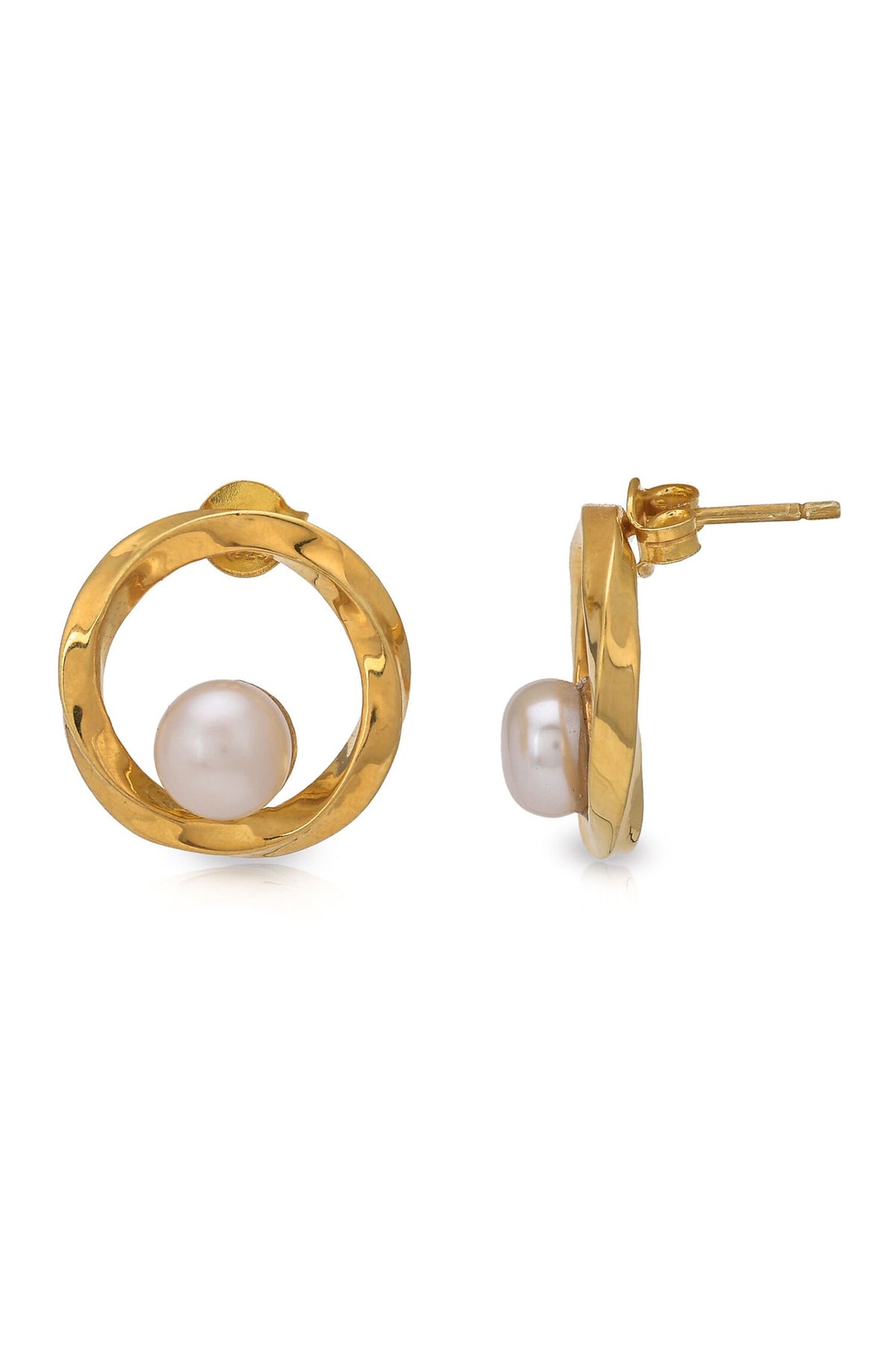Circular Pearl Embellished Studs 