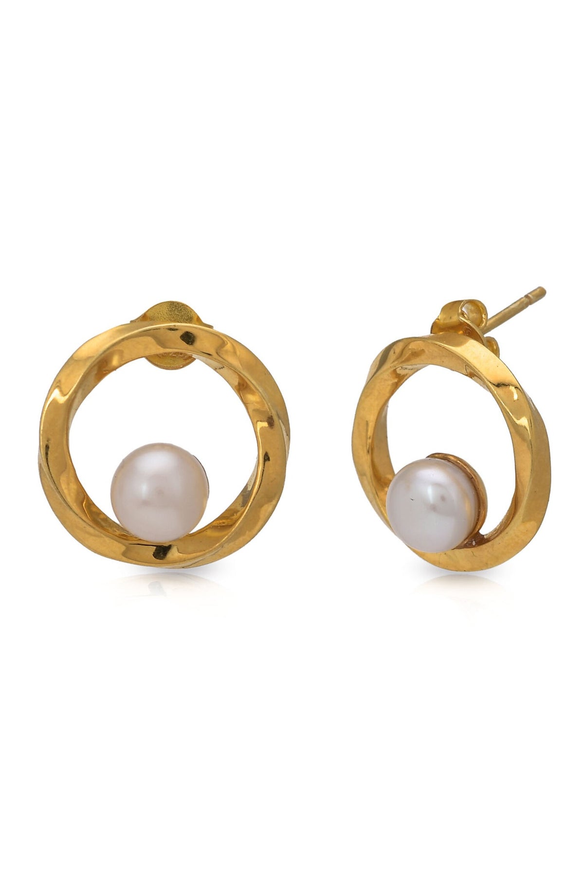 Circular Pearl Embellished Studs 