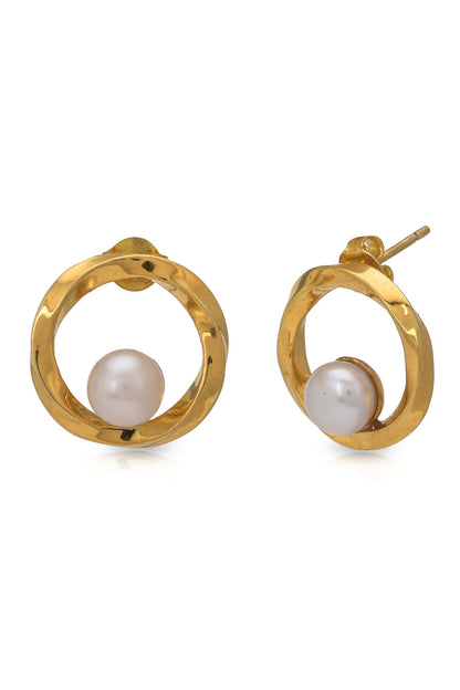 Circular Pearl Embellished Studs 