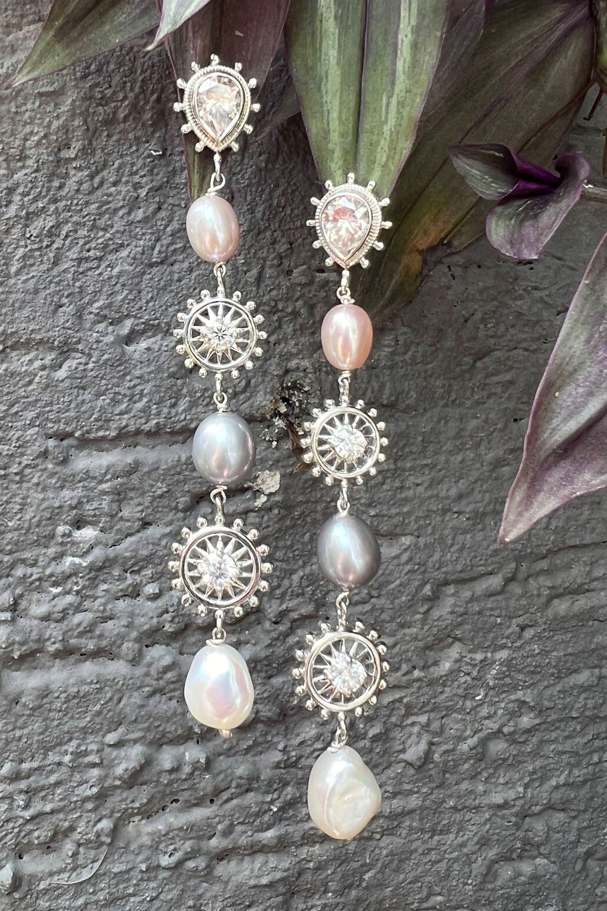 Multi Pearl Drop Earrings 
