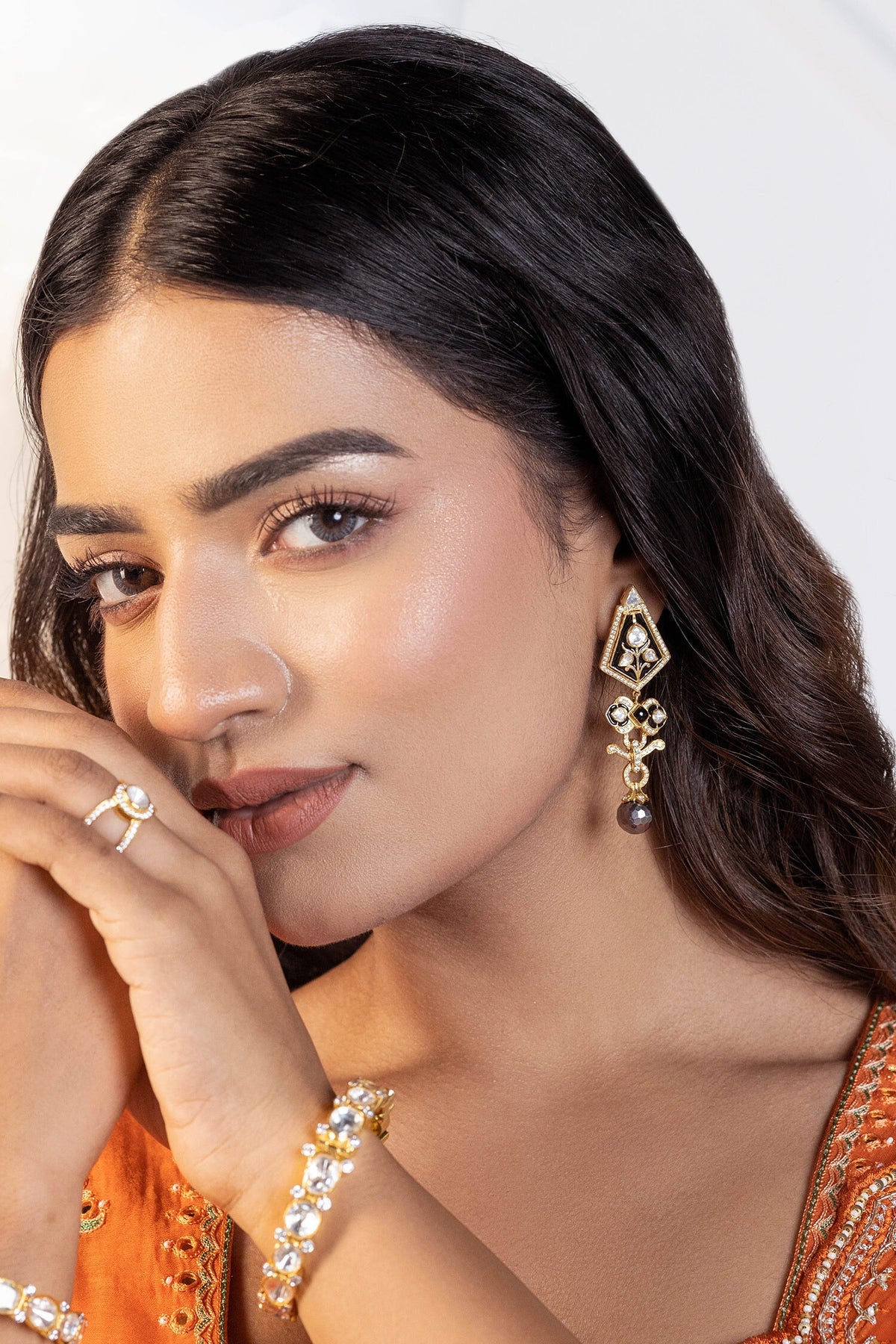 Malti Meenakari Work Drop Earrings 