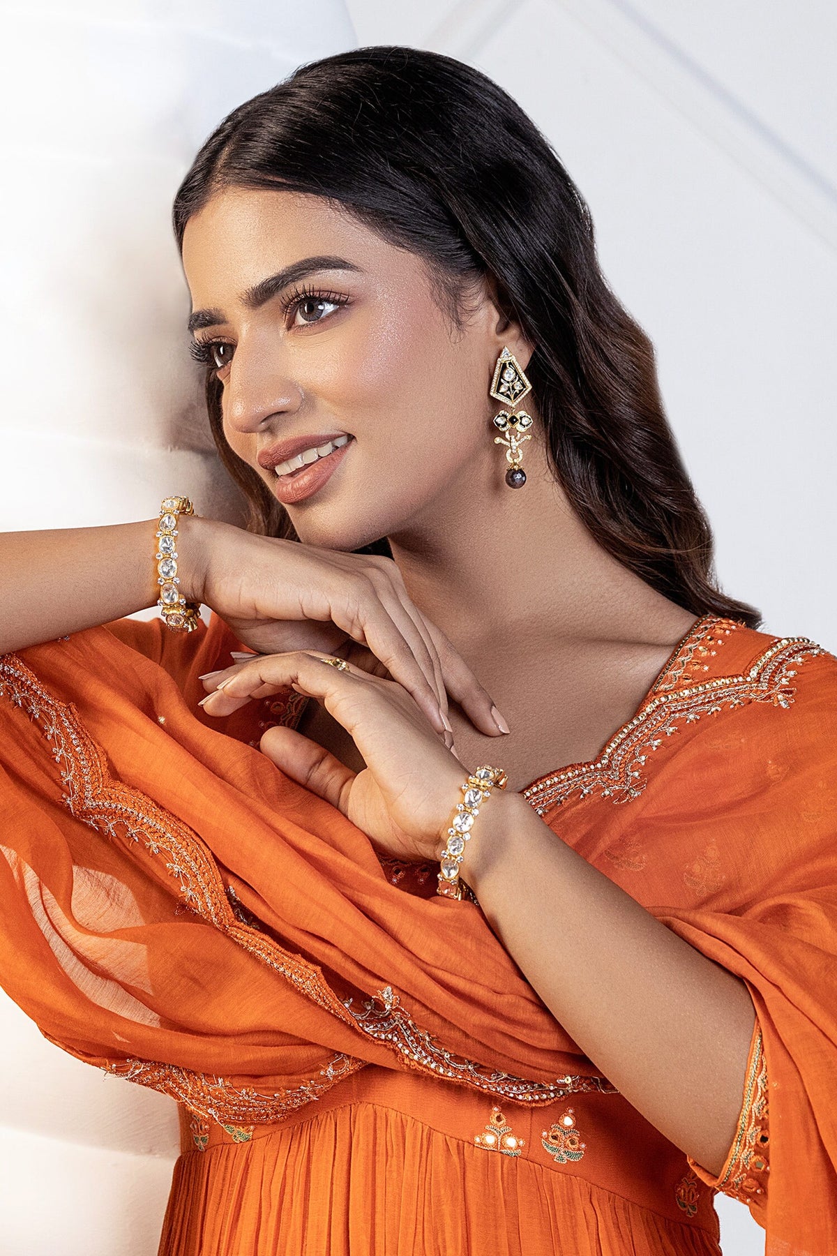 Malti Meenakari Work Drop Earrings 