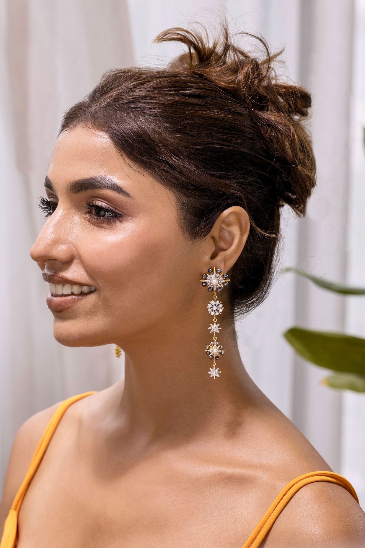 Sunburst Pearl Embellished Earrings 