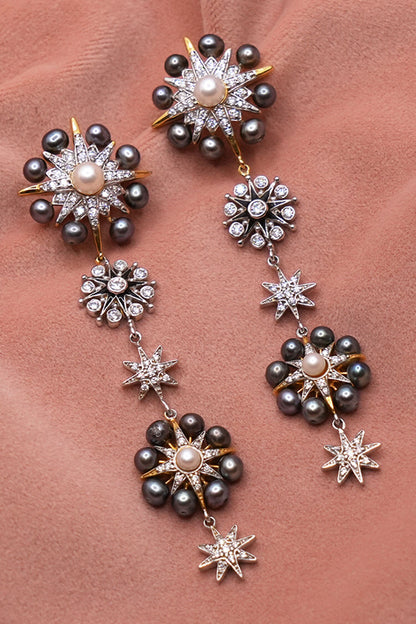 Sunburst Pearl Embellished Earrings 