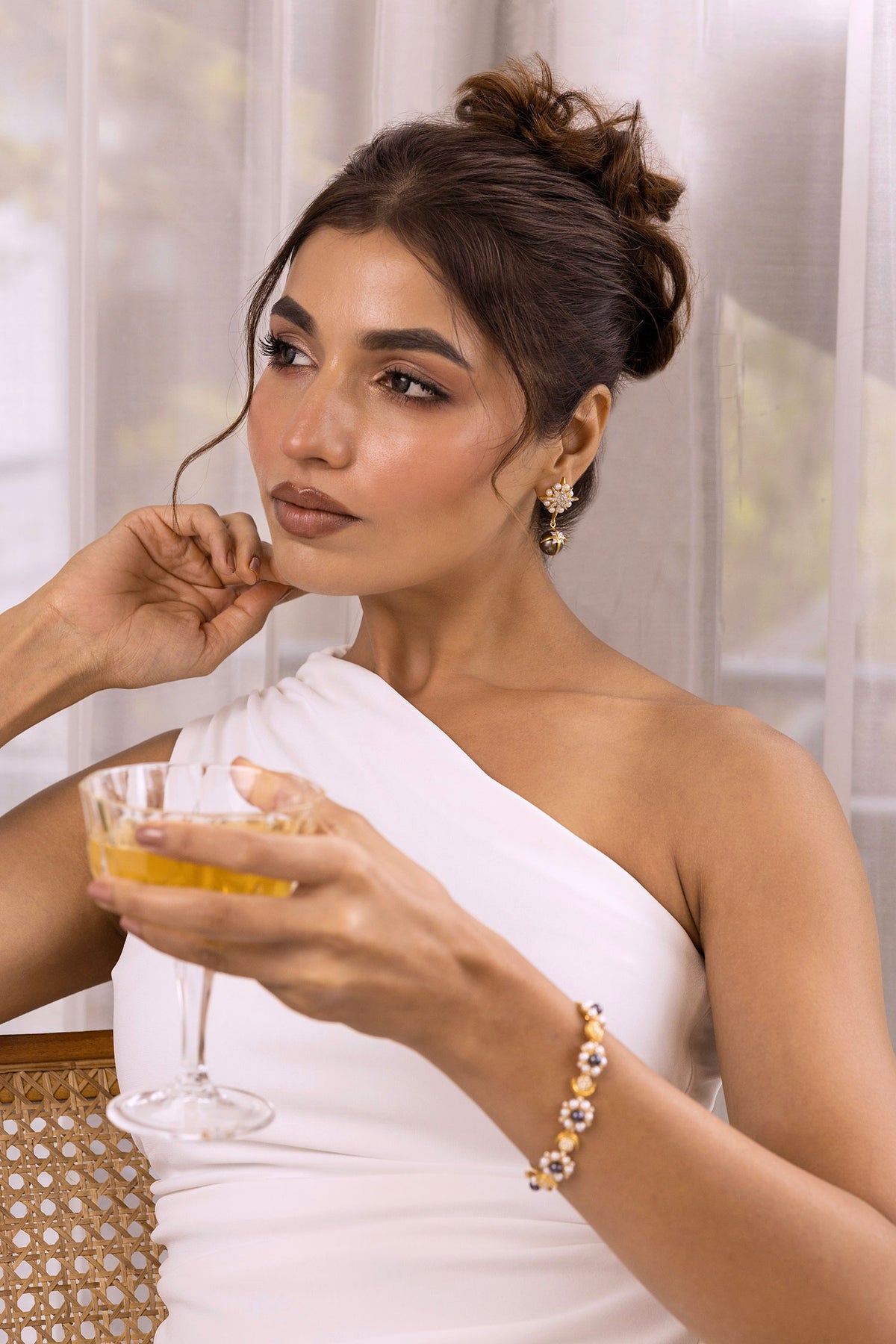 Sitara Pearl Embellished Drop Earrings 
