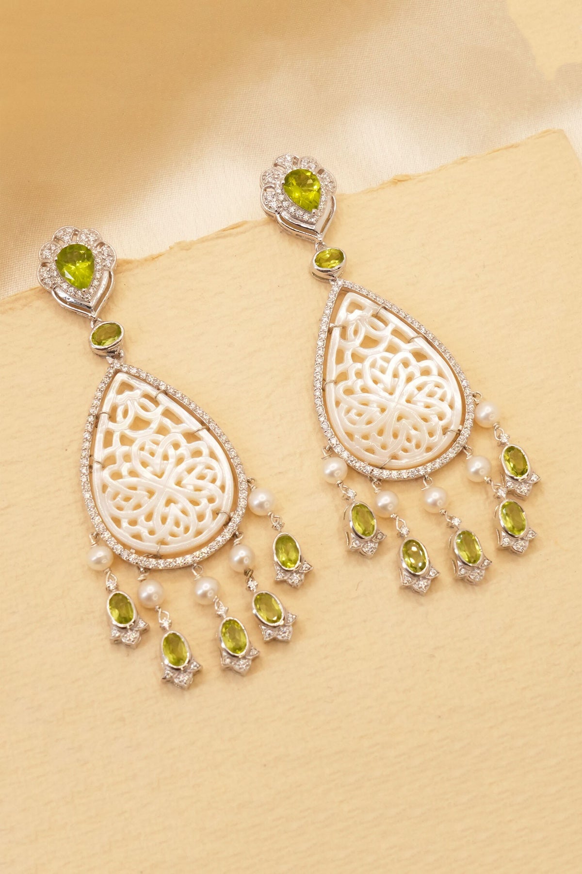 Mother Of Pearl Embellished Danglers 