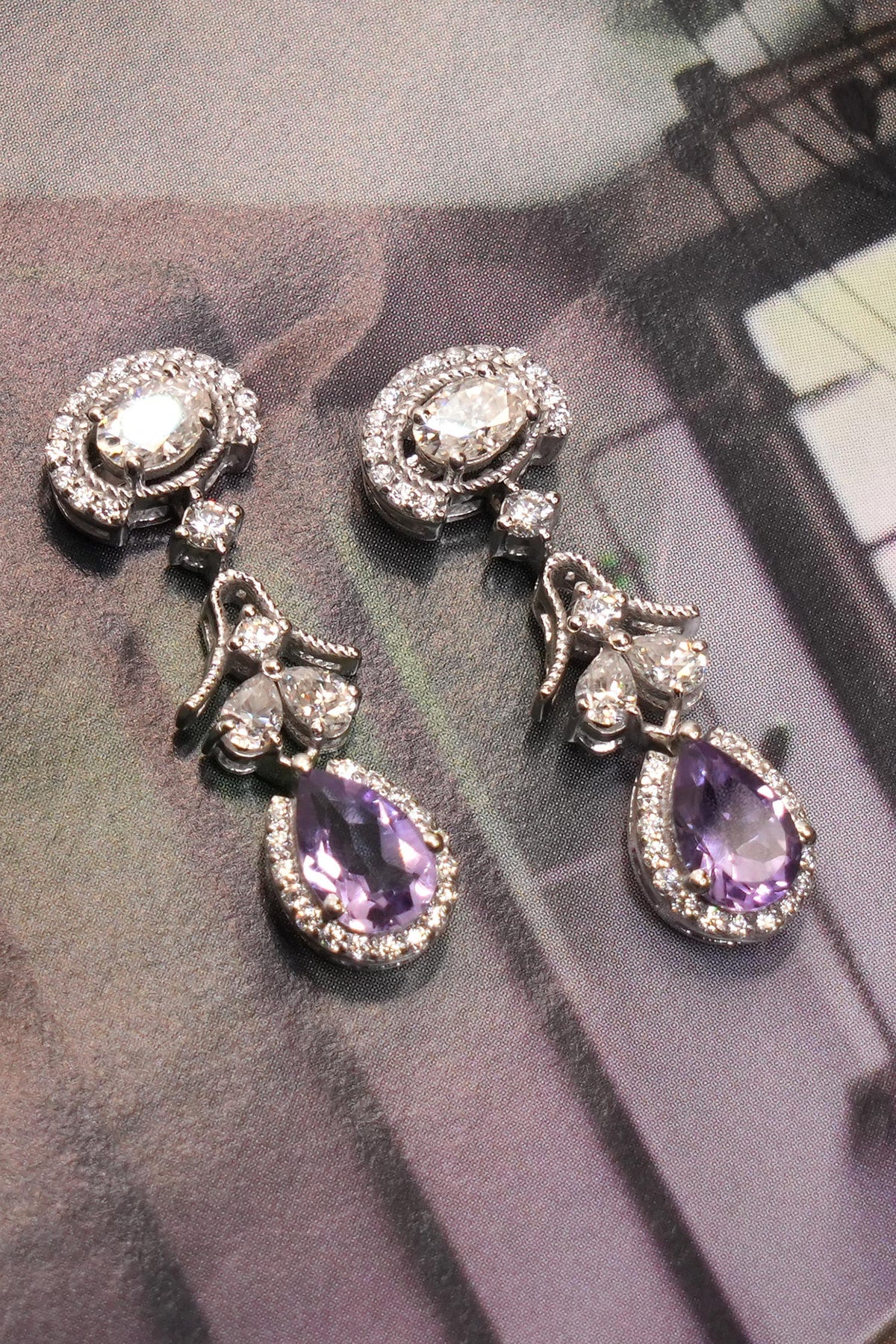 Meira Amethyst Embellished Earrings 