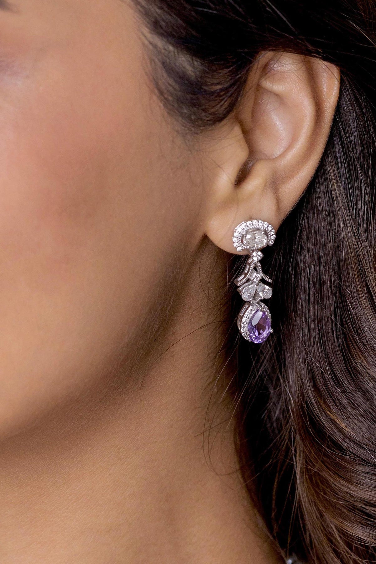Meira Amethyst Embellished Earrings 