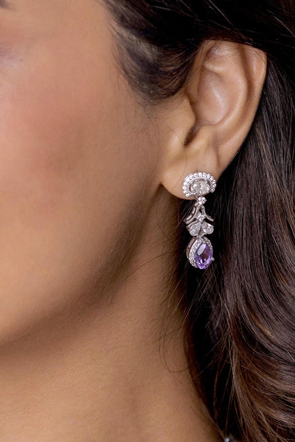 Meira Amethyst Embellished Earrings 