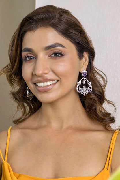Peehu Amethyst Embellished Earrings 