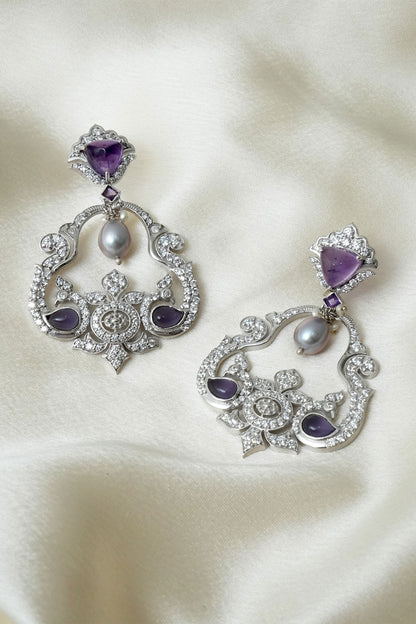 Peehu Amethyst Embellished Earrings 