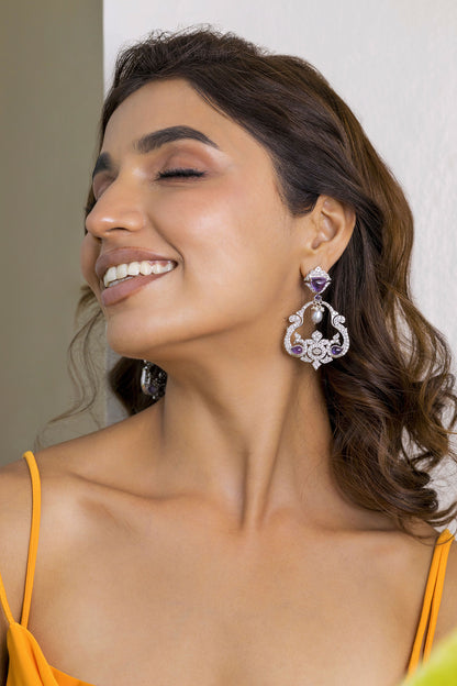 Peehu Amethyst Embellished Earrings 