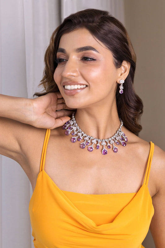 Miera Amethyst Embellished Choker 