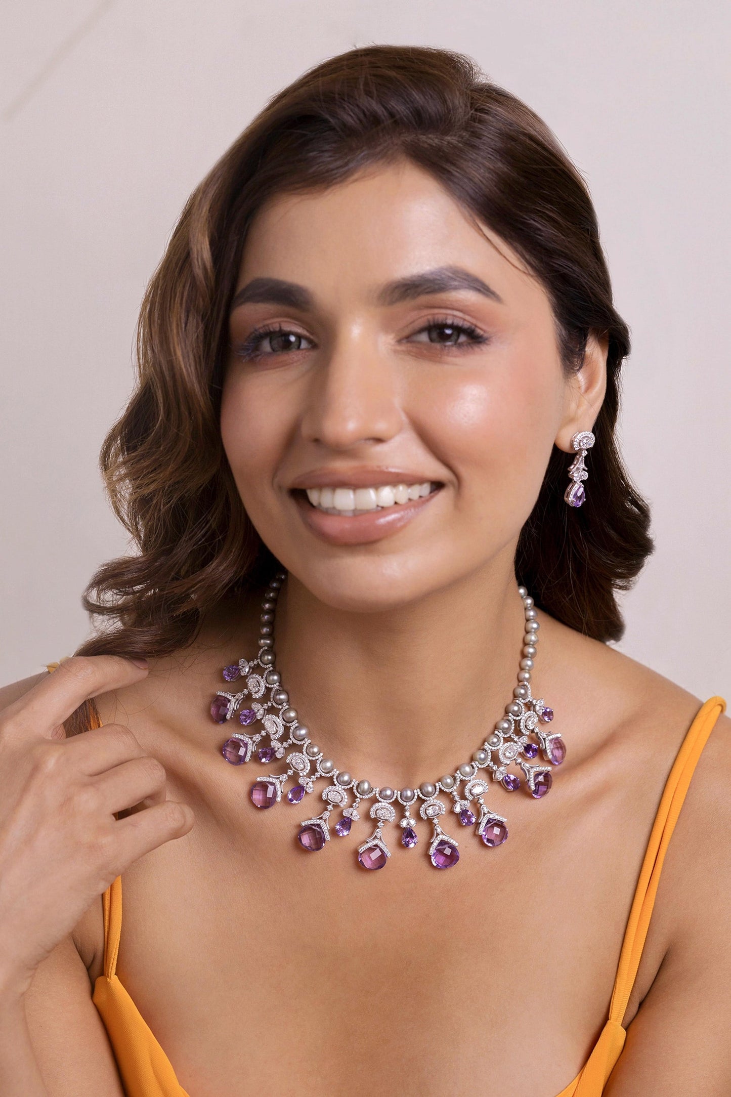 Miera Amethyst Embellished Choker 