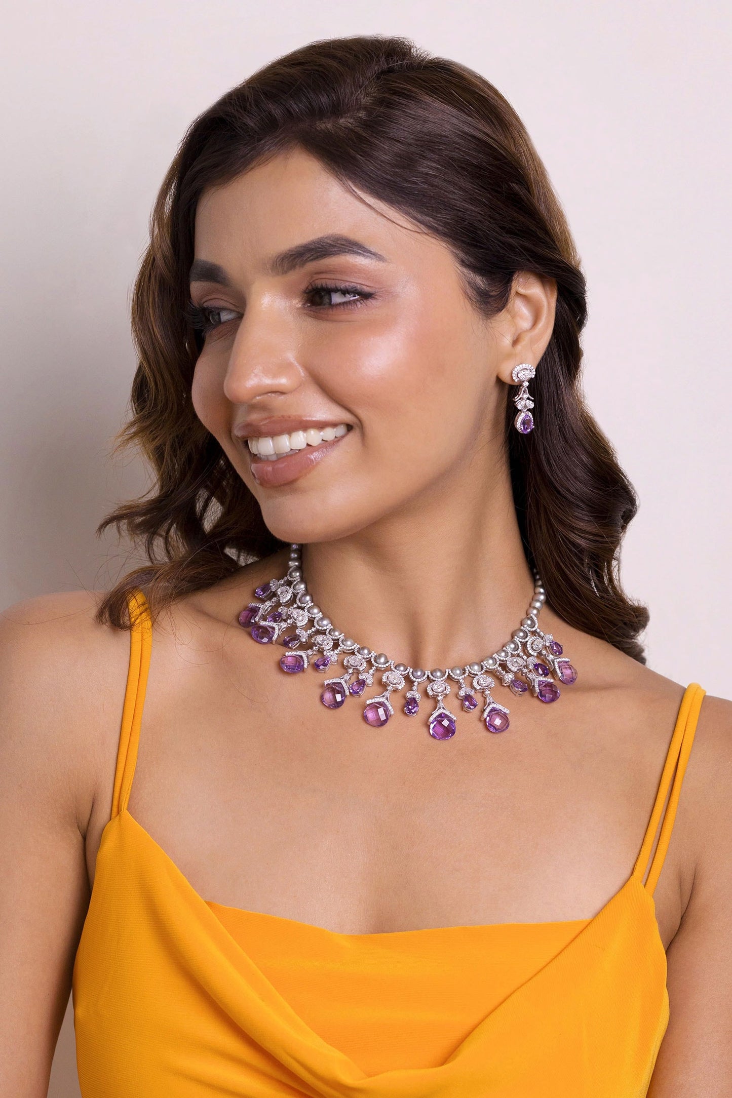 Miera Amethyst Embellished Choker 
