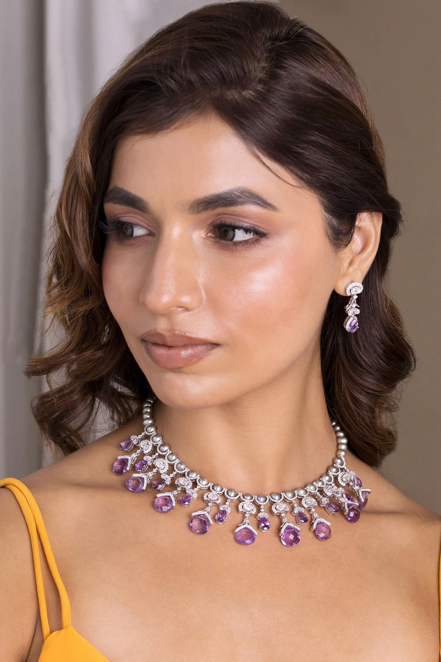 Miera Amethyst Embellished Choker 