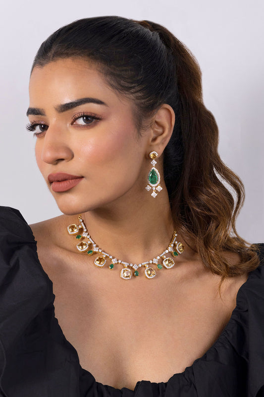 Amaya Citrine Embellished Choker 