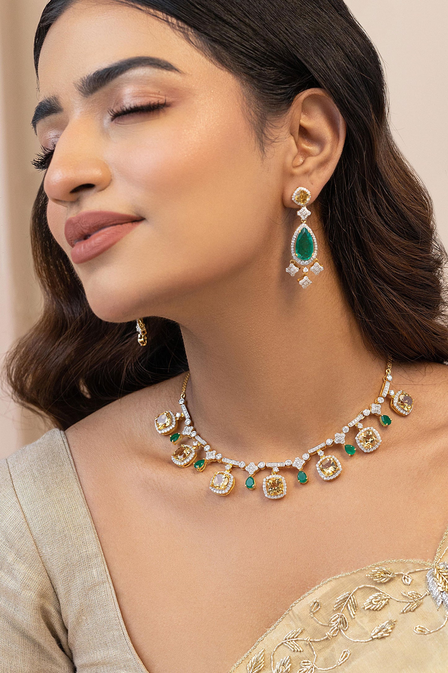 Amaya Citrine Embellished Choker 