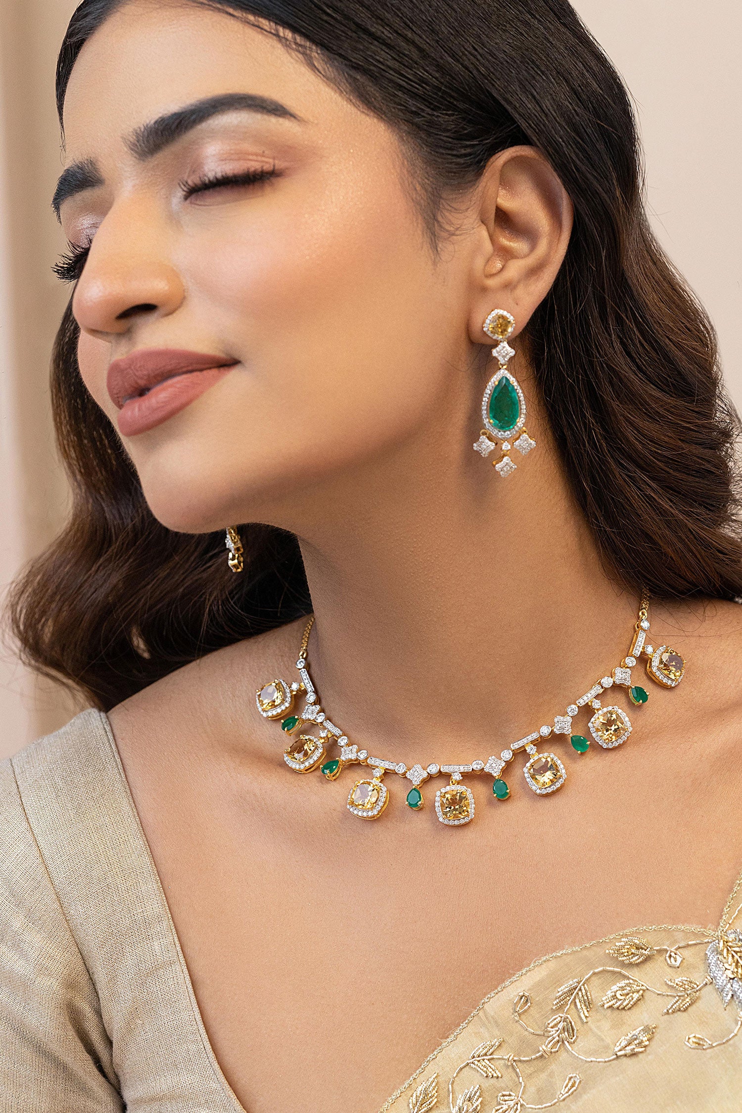 Amaya Citrine Embellished Choker 