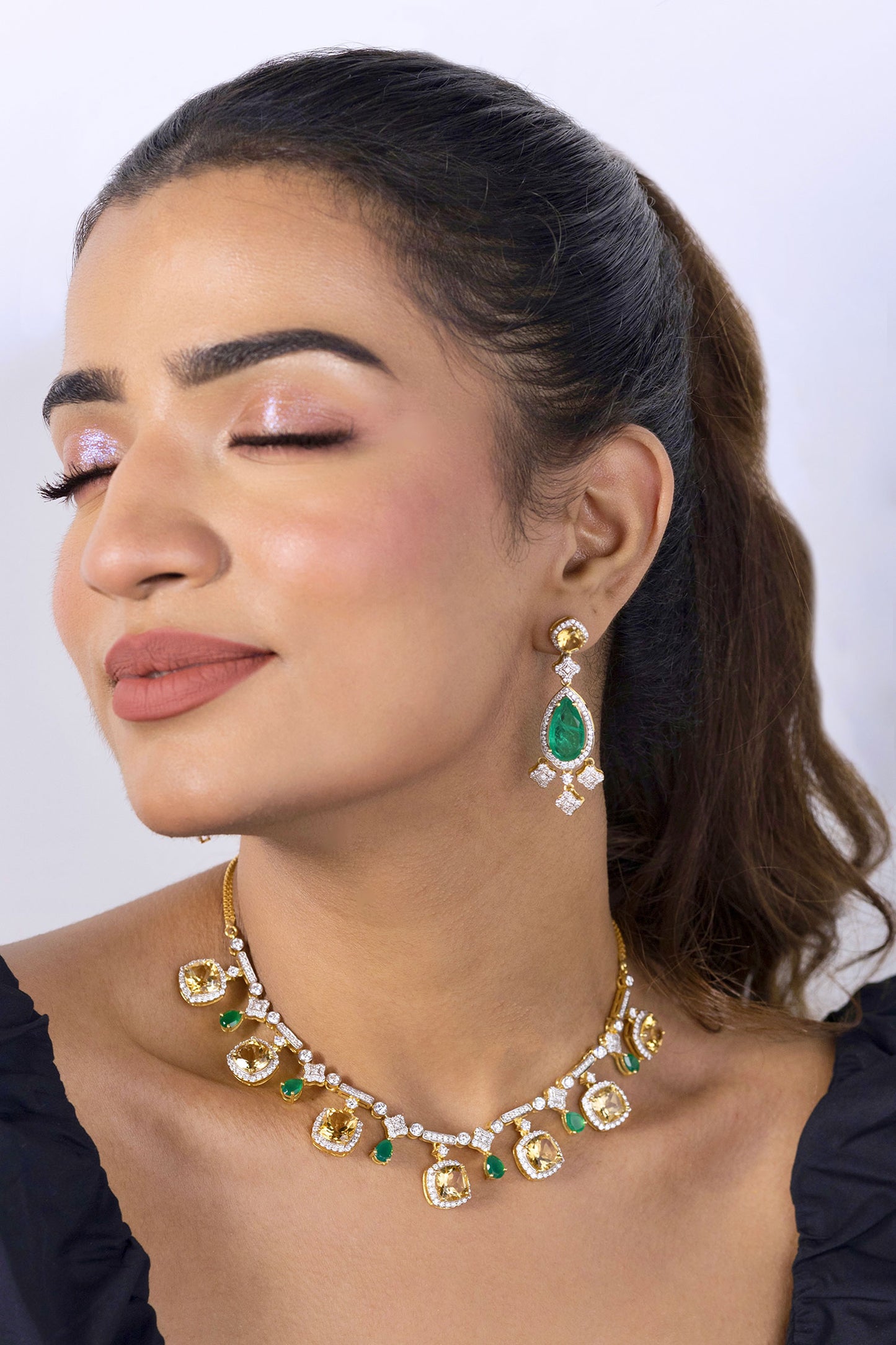 Amaya Citrine Embellished Choker 