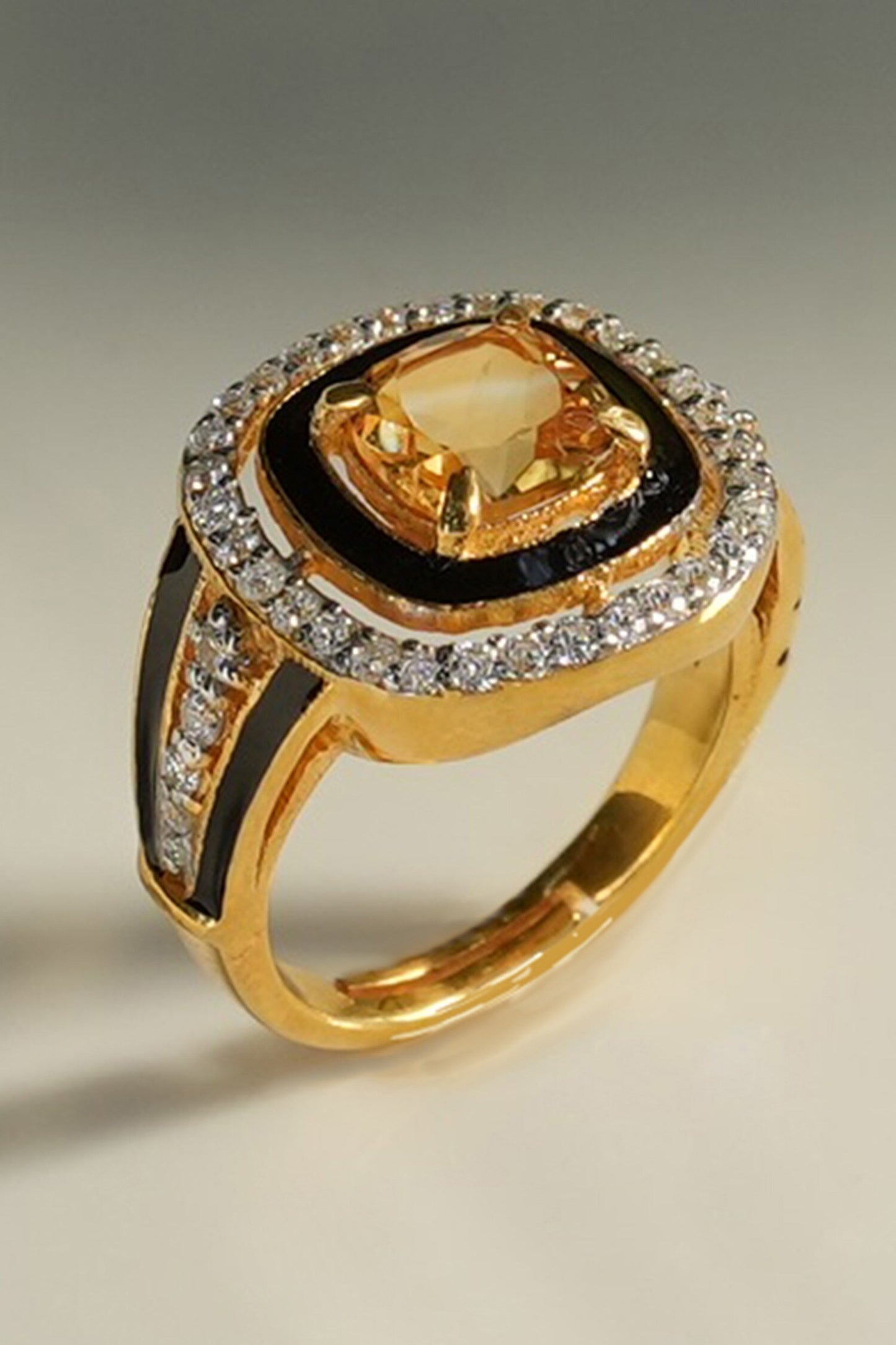 Elio Citrine Embellished Ring 