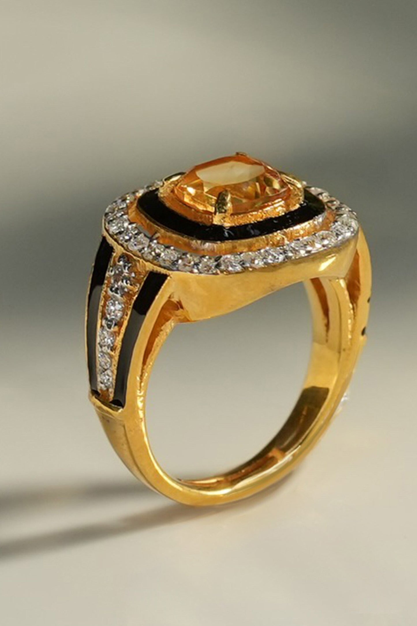 Elio Citrine Embellished Ring 