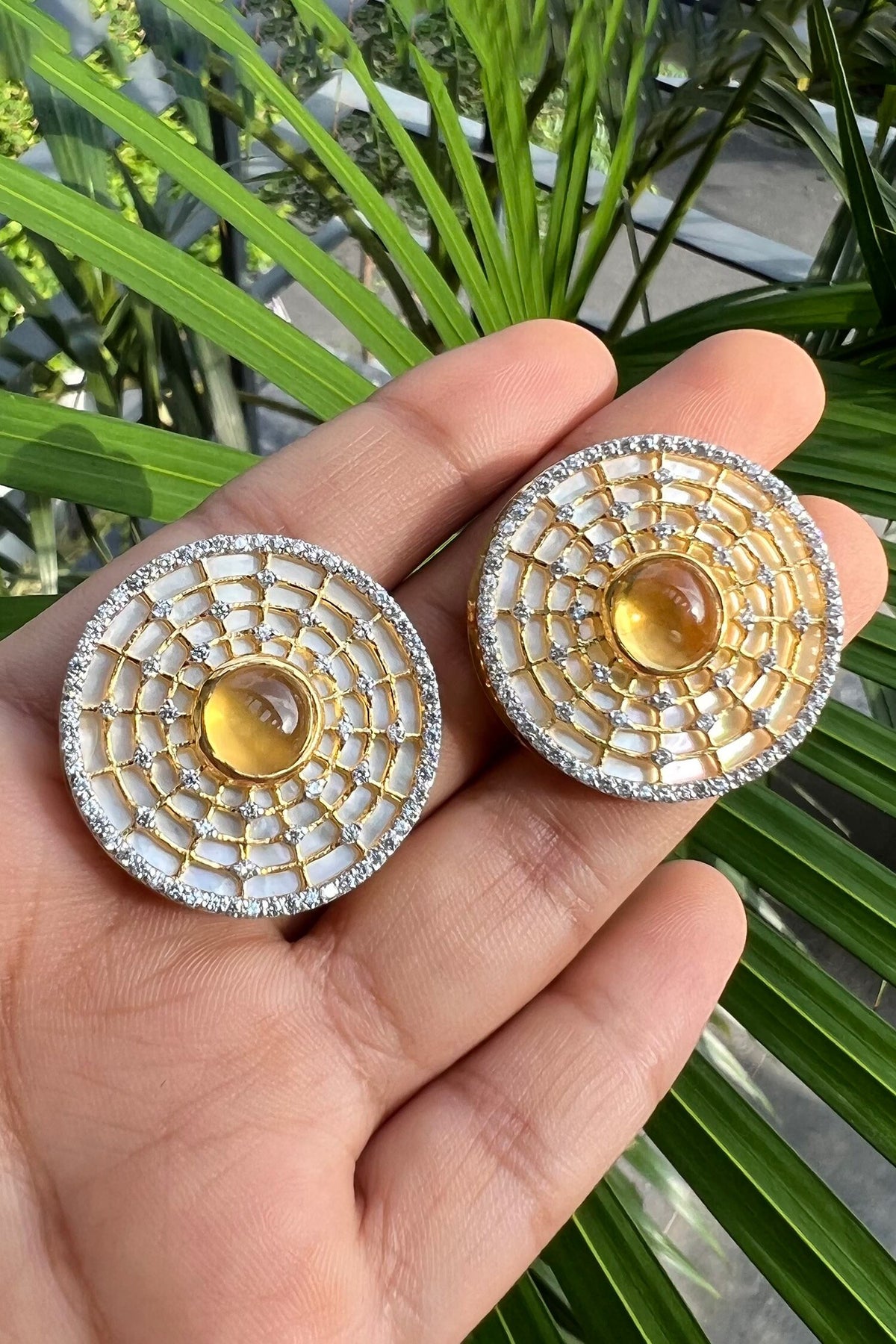 Mystical Stone Embellished Stud Earrings 