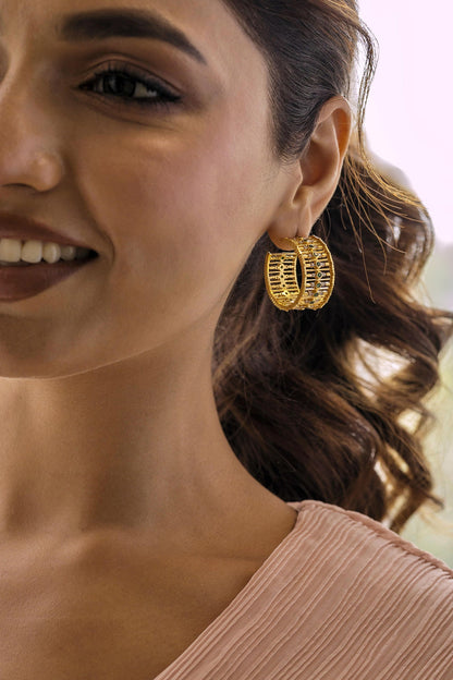 Cubic Zirconia Embellished Hoops 