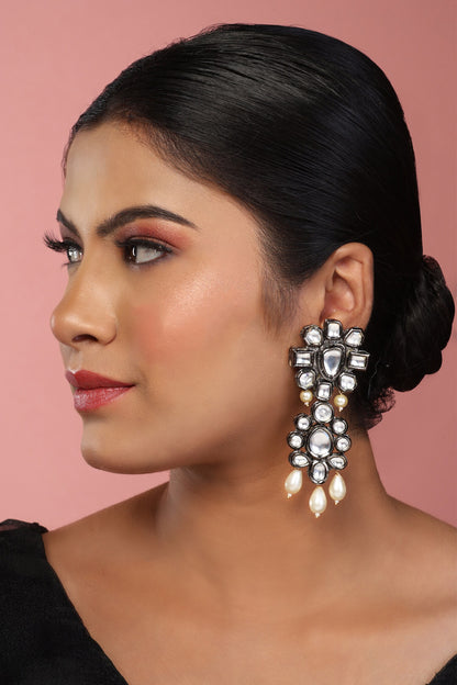 Antique Finish Kundan Embellished Danglers 
