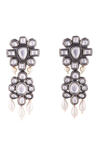 Antique Finish Kundan Embellished Danglers 