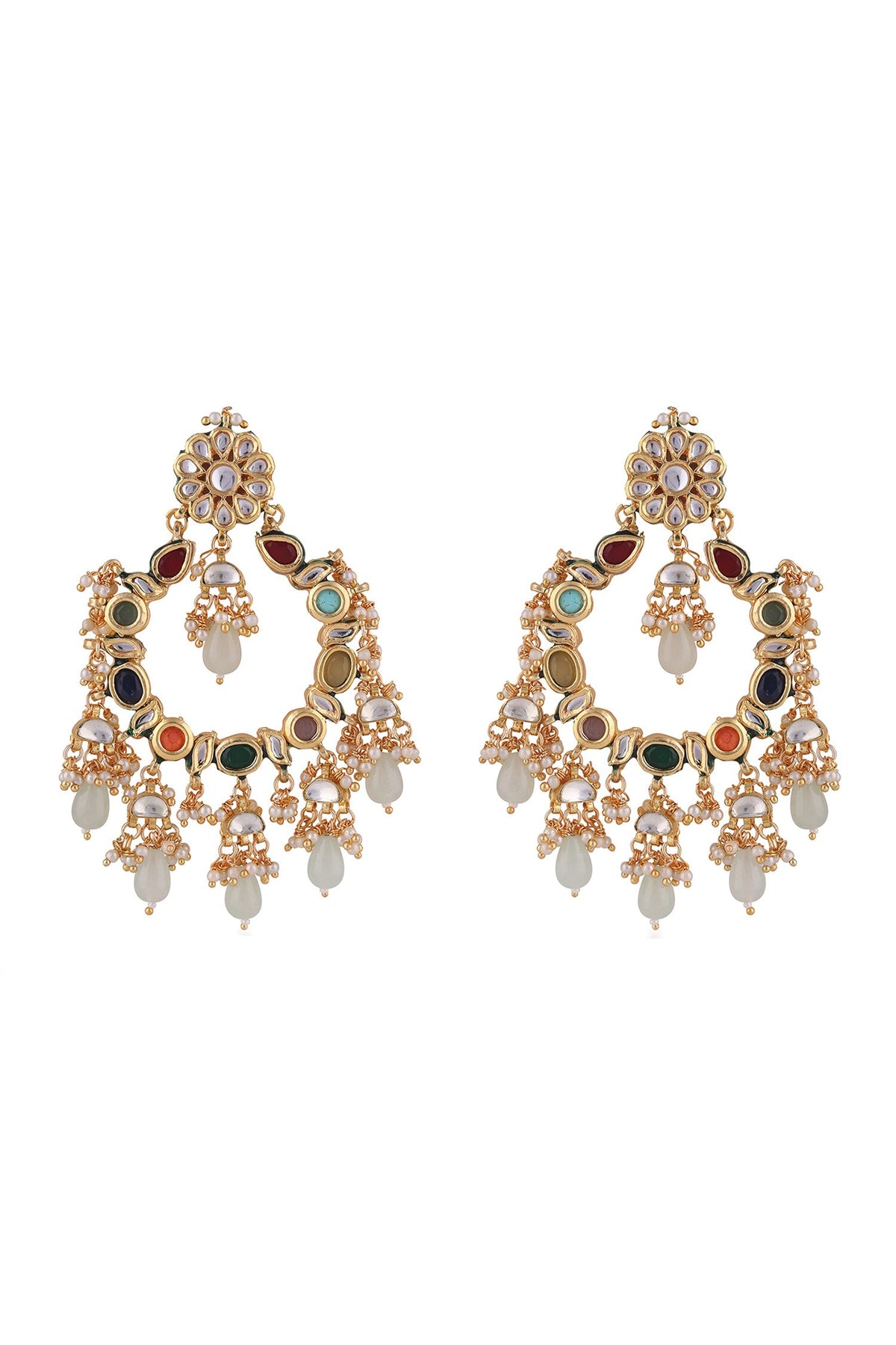 Navratan Stone Embellished Chandbalis 