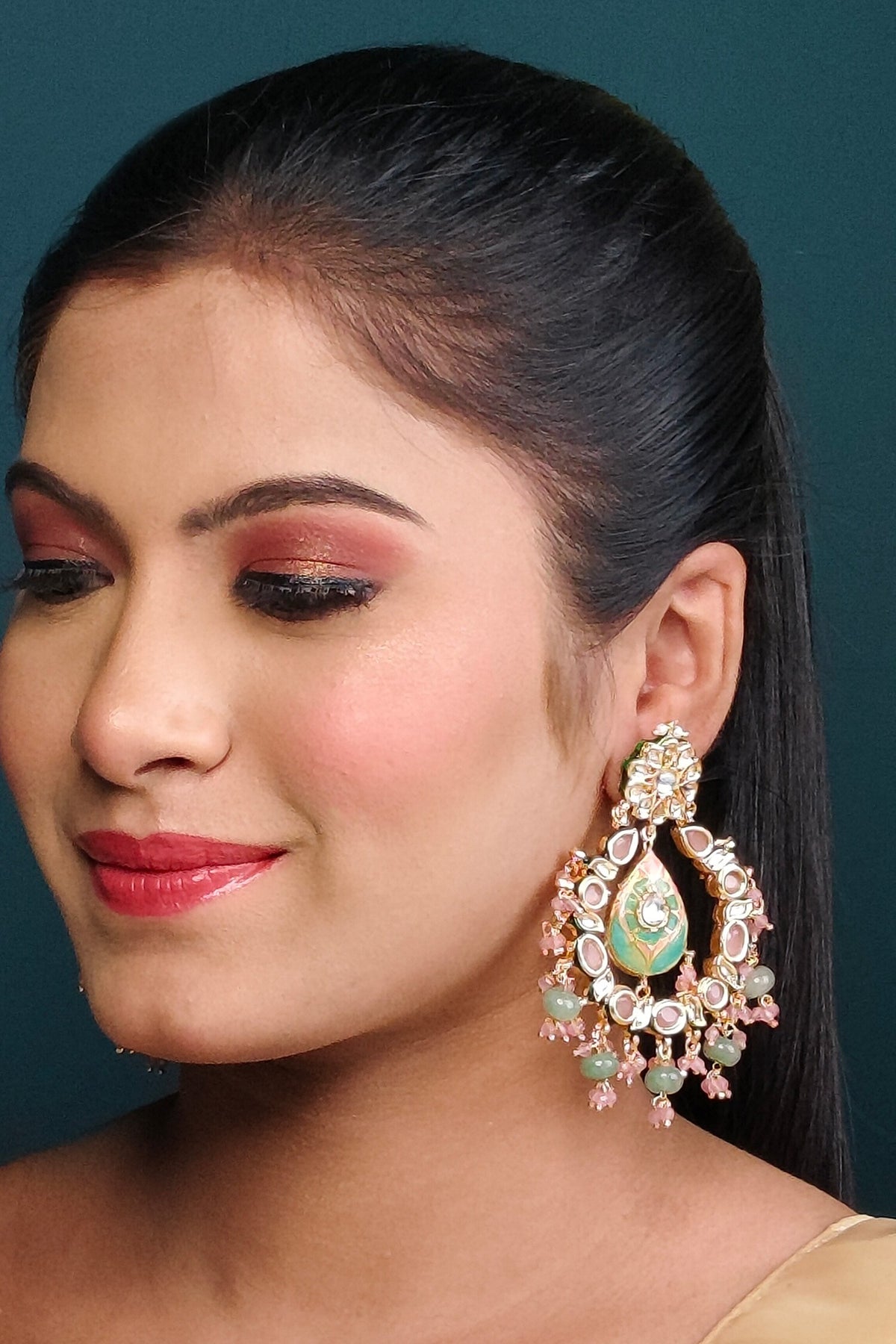 Meenakari Work Bead Drop Chandbalis 