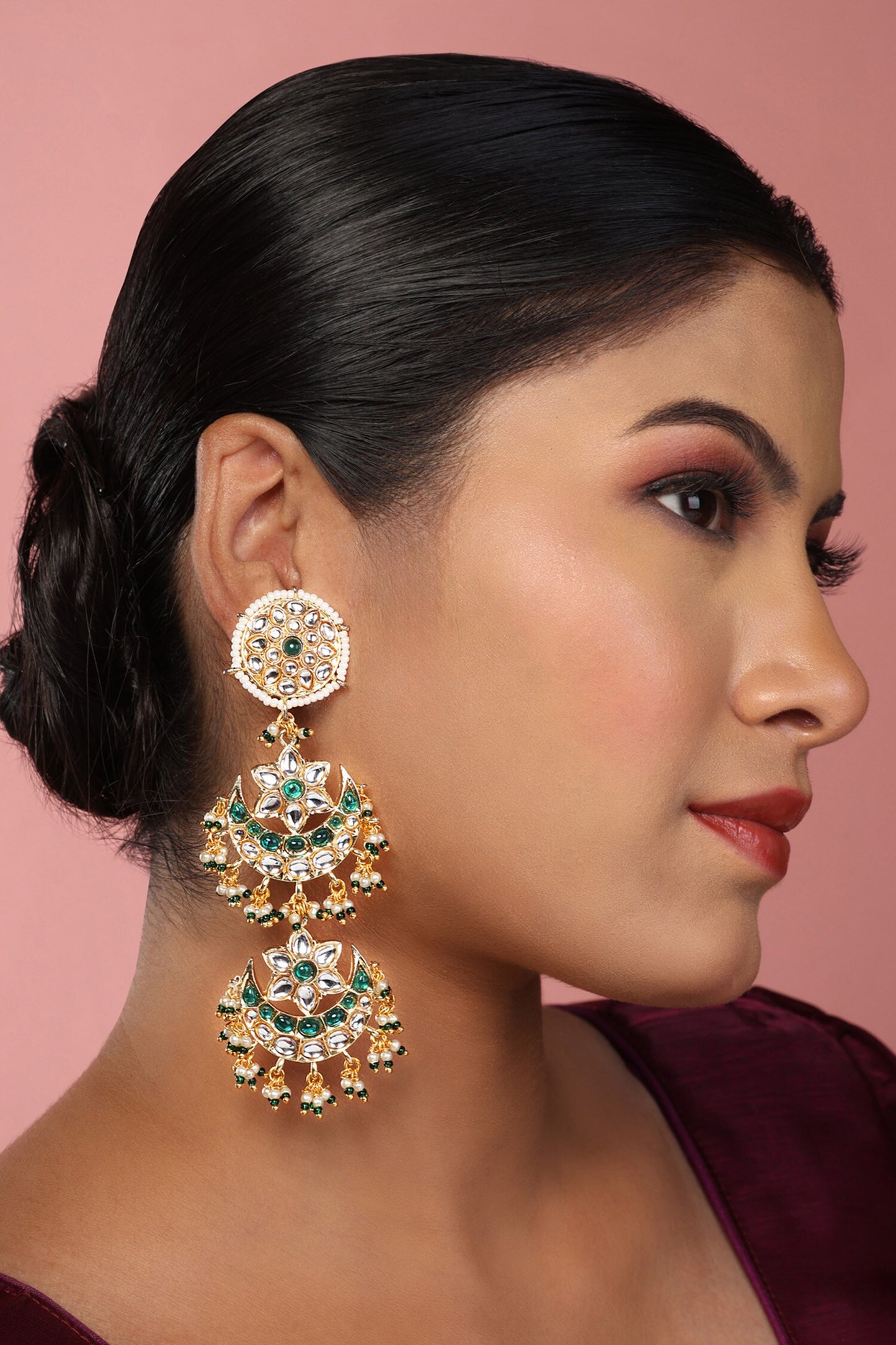Double Layered Kundan Embellished Chandbalis 