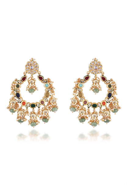 Semi Precious Stone Embellished Chandbali Earrings 