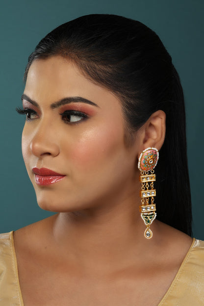 Meenakari Kundan Petal Bloom Danglers 