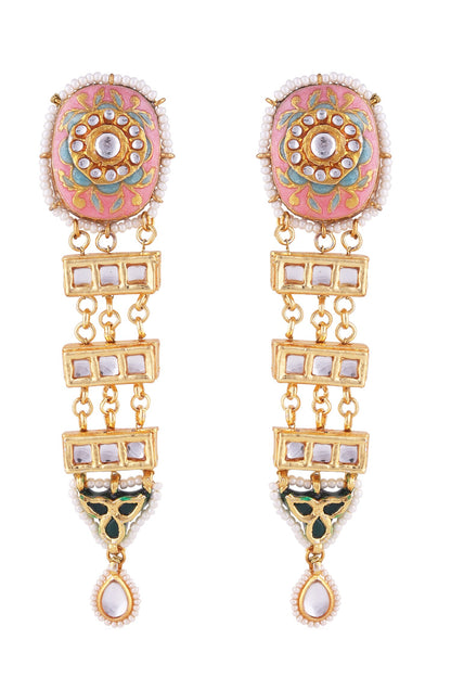 Meenakari Kundan Petal Bloom Danglers 