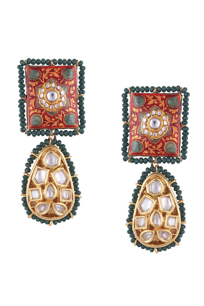 Mandala Bloom Meenakari Kundan Earrings 