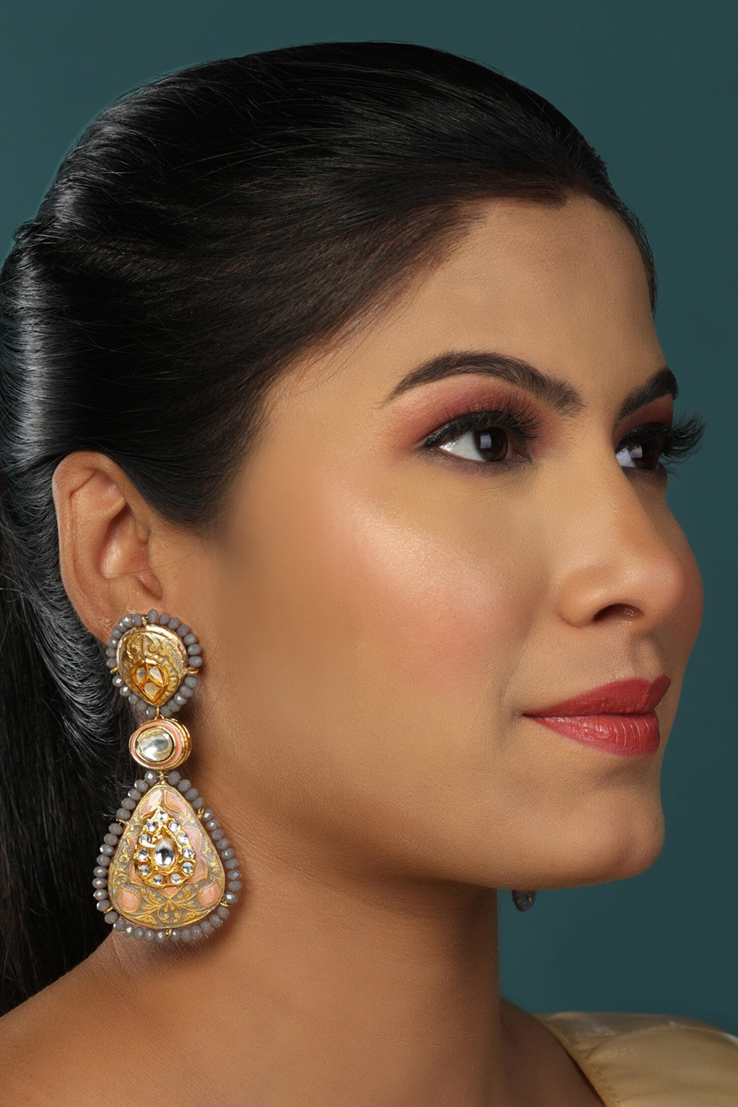 Fleur Meenakari Kundan Danglers 