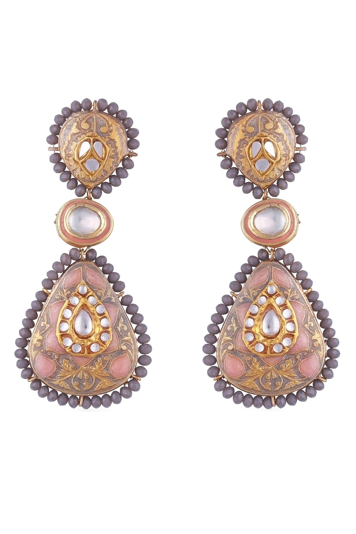 Fleur Meenakari Kundan Danglers 