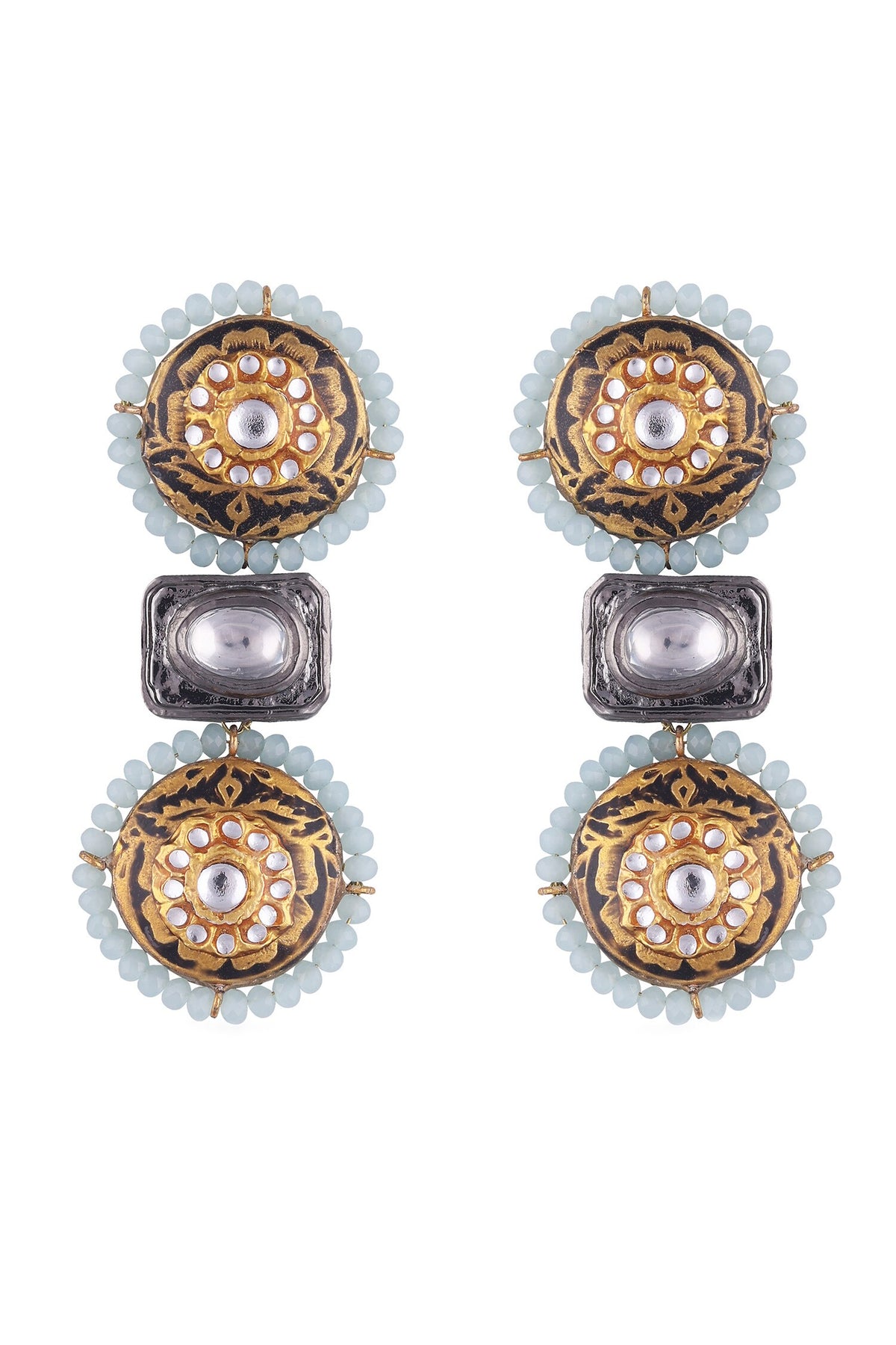 Mughal Circlet Meenakari Kundan Danglers 